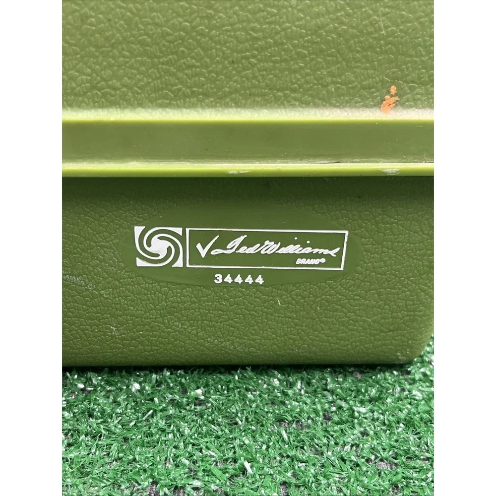 Vintage Ted Williams Tackle Box 34444‎ 3 Tier Trays Green Plastic Fishing Case